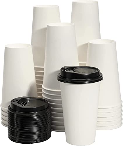 RACETOP Paper Coffee Cups with Lids, Disposable Coffee Cups with Lids, Hot Drin…