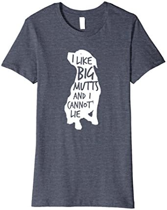 Women's I Like Big Mutts and I Cannot Lie: Funny Dog Lover T-Shirt Large Heather Blue