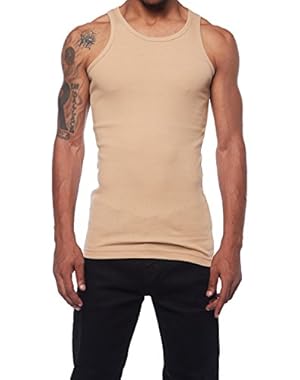 Mens Basic Solid Muscle Workout Ribbed Tank Top DT09