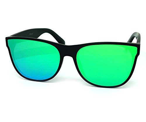 O2 Eyewear 7131 Premium Flat Semi-Shield Matte Finish Mirror Womens Mens Sunglasses (MATTE BLACK, TURQUOISE)