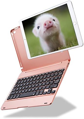 iPad air 2/2016 iPad Pro 9.7 inch Silent Typing Keyboard Case,KIWETASO light-weight Keyboard Cover Hinged Design for Commercial Office (Rose Gold)