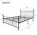 TEMMER Reinforced Metal Bed Frame Queen Size with Headboard and Stable Metal Slats Boxspring Replacement/Footboard Single Platform Mattress Base, Black (Queen, Black).