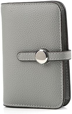 Short Style Bifold Clutch Wallet Minimalist Leather Coin Wallet Women Small Grey