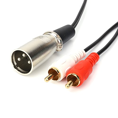 SiYear XLR Y Splitter Patch Cable, 1 XLR male to 2 RCA Male Plug Adapter Cable, 3 pin xlr mic splitter,rca phono line ,2RCA to XLR 5FT (1.5m)