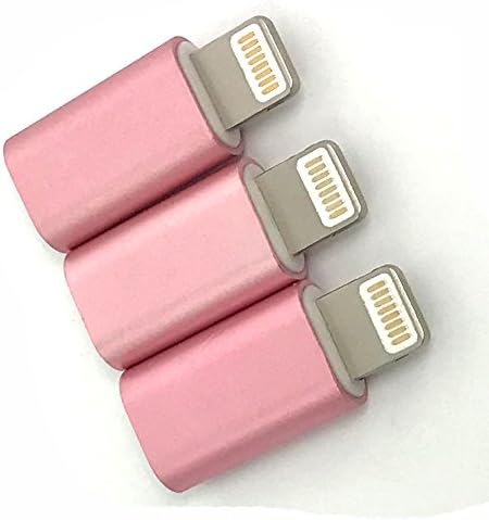 3Pack Metal shell 8-Pin for Apple Lightning to Micro USB Adapter fits iPhone 5 iPhone 6 6s iphone7/plus/iPad/iPod (Rose Gold)