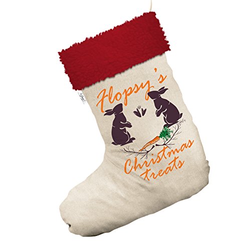 Pet Rabbit Christmas Treats With Carrot Personalised Jumbo White Christmas Stocking Gift Bag With Red Trim
