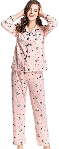 Haiyinqux Women Winter Pajama Set Soft Printing Home Pyjamas Woman Cotton Pyjama Set Plus Size