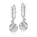 Sterling Silver 8mm Diamond-Cut Beads Dangle Leverback Earrings
