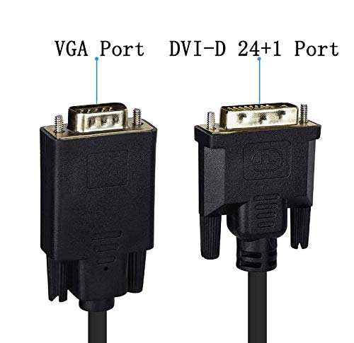 DVI Cable，DVI to VGA Adapter DVI-D 24+1 Male to VGA HD 15Pin Male Dual Link Video Cable Support 1080P Full HD from Laptop, PC Host, Graphics Card to Monitor Display or Projector - Black 6FT Xhwykzz - Thumbnail 5
