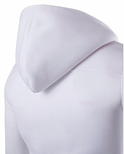 Hoodies,Han Shi Men Fashion Pocket Button Coat Jacket Sweater Swearshirt Outwear Tops (L, White)