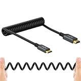 Twozoh Mini HDMI to HDMI Coiled Cable, Coiled Mini HDMI to Full HDMI Cable Support 3D 4K UHD, 1080p, for Projector, Monitor, Camcorder (HDMI 2.0) (Extend up to 1.5M/5FT) (Tamaño: 5 feet)