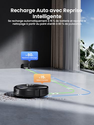 Proscenic Q10+ Robot Vacuum Cleaner, 8000Pa 200 Mins Robot Vacuum Cleaner with Mop, Navigation Lidar, Multi-Stage Mapping, Obstacle Avoidance, Silent, for Pet Hair Carpets Hard Floors