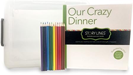 3 Piece Drawing/Gift/Art Set - Story Lines: Our Crazy Dinner (Illustrate your Own Book), 12 Colored Pencil Set and a Storage Case Bundle