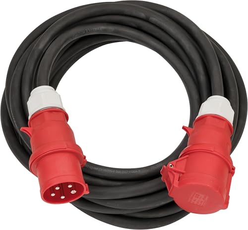 Brennenstuhl CEE extension cable IP44 (25m cable, H07RN-F 5G6,0, 400V/32A 5-pole with CEE plug and coupling, for outdoor use IP44, Made in Germany) black