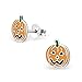 ICYROSE 925 Sterling Silver NEW Set of 3 Pairs Halloween Ghost Black Cat and Jack Pumpkin Stud Earrings (Nickel Free)