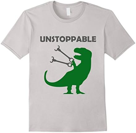 Men's Unstoppable T-Rex T-Shirt - Tyrannosaurs Rex with Long Arms XL Silver
