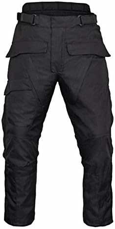 Men's Motorcycle Waterproof Over-Pants Full Side Zip with Removable CE Armor Black