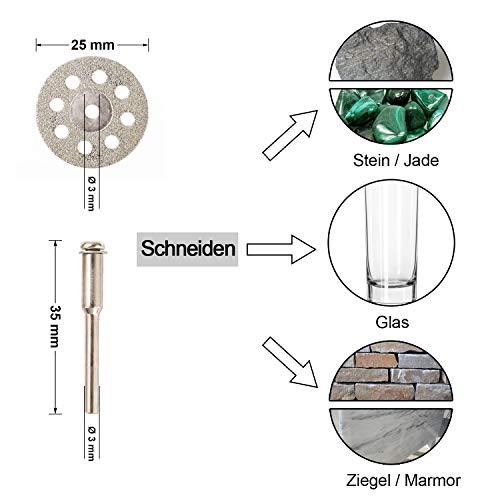 GOXAWEE Mini Diamant Trennscheiben, Mini HSS Sägeblätter, Harz Sägeblatt, 3mm Dorne für Holz Stein Metall Kompatibel für… – Bild 3