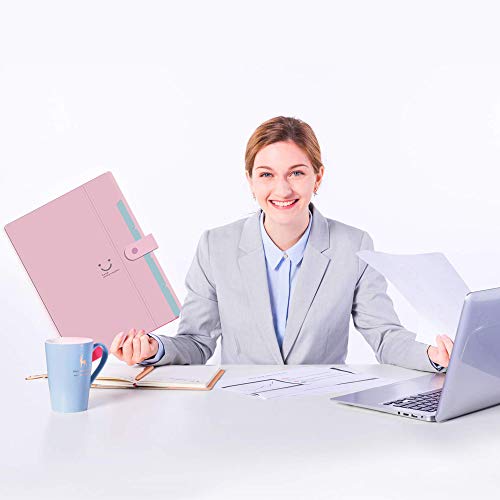 Expanding File Folder 5 Pocket, 3 Pack Plastic A4 Letter Size Accordion Document Organizer, with 48 Pcs File Folder Labels and 1 Pcs Waterproof Zipper File Bag for Office School Classroom Supplies