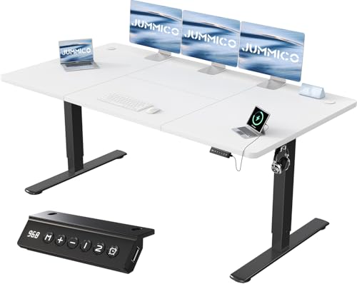 JUMMICO Höhenverstellbarer Schreibtisch 180 x 80 cm, USB-A-Anschluss