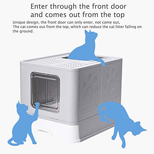 JUNSPOW Cat Litter Boxes Litter Boxes for Large Cats Foldable Litter