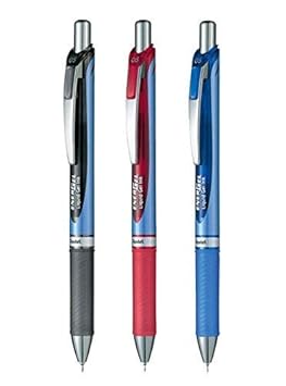 Pentel Energel Deluxe RTX, Versenkbare Flüssigkeit Gelschreiber,0,5 mm, Blau Griff, Feine Linie, Nadelspitze, Schwarz.blau.ro