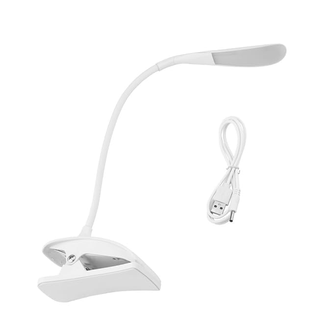 Taotuo Dimmable Clip-On USB Reading Light, Touch Rechargeable Desk Lamp(White)