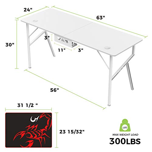 Eureka Ergonomic Computer Desk, 63 inch Large Study Writing Desk for Home Office Long PC Gaming Table with Mouse Pad… - Image 3