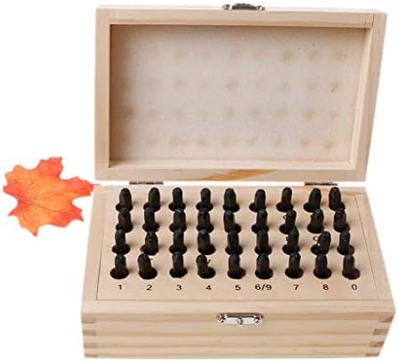 Yumian Leather Wood Craft Stamp Tool, 36pcs Steel Letter Arabic Number Punch Set- 3/4mm