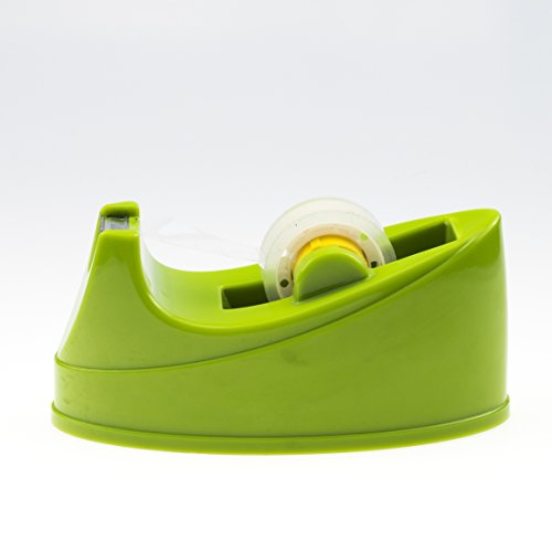Prosun Desktop 1/4'', 1/2'' Tape Dispenser Office and School Clear Tape Cutter, Modern Simple Design, TG07-GRN