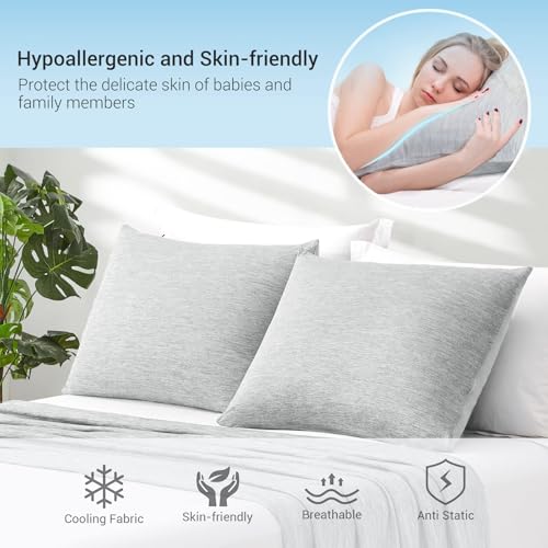 Marchpower Cooling Pillowcases, Arc-chill 2 Pack Q-Max 0.5 Cool Pillow Cases for Hot Sleepers Night Sweats, Double Sided Breathable & Soft Cooling Pillow Cover with Hidden Zipper - 50X75cm, Gray