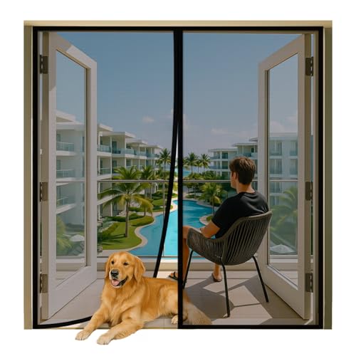 Magnetic Screen Door for 72"x80" French Door, Durable Fiberglass Double Door Screen
