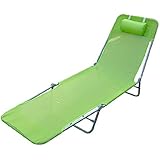 Outsunny Sun Bed Chair Garden Lounger Recliner Adjustable Back Relaxer Chair Furniture Light Green