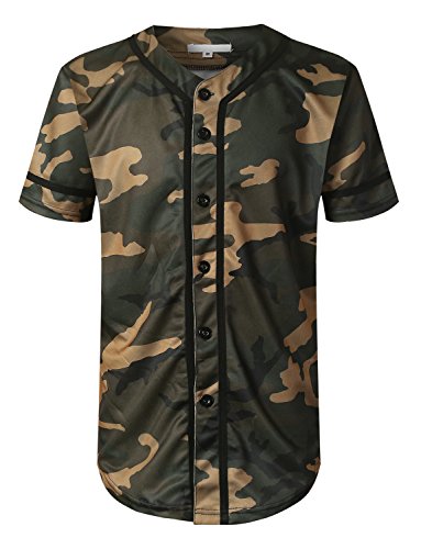 Urbancrews mens hipster hip hop camo baseball jersey t-…