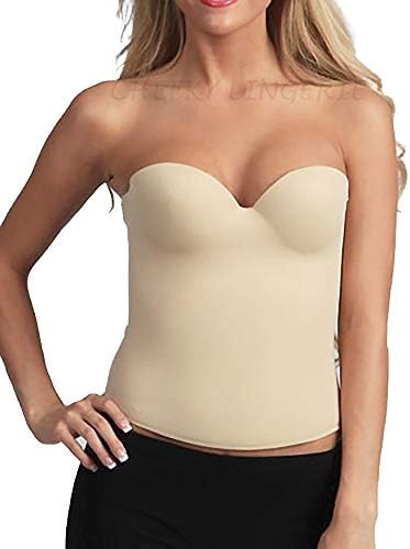 32 to 40 Strapless Bridal Seamless Low Back Bustier Corset Push Up Longline Bra