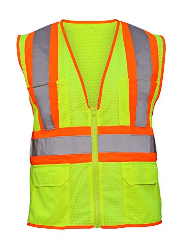 SAS Safety 690-2112 Hi-Viz Class-2 Flame Retardant Safety Vest with 2-Tone Reflective Tape, 3X-Large, Yellow