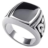 KONOV Mens Stainless Steel Ring, Celtic Knot Signet, Black Silver