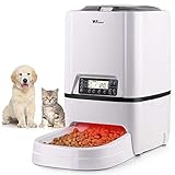 amzdeal Automatic Cat Feeder 6L Pet Feeder Dog Food Dispenser with Time and Meal Size Programmable, LCD Display and Meal Call Recorder Up to 4 Meals A Day