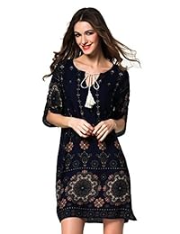 Vestido bohemio casual bohemio vintage estampado bohemio suelto de mujer ARANEE