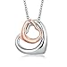 Rose Gold Charm Double Heart Silver Pendant Necklace Eternal A Lifetime Loving You Interlocking Heart Necklace for Womens Girls Teens