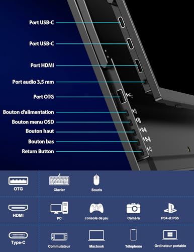 MAGICRAVEN Wireless Portable Screen, Wireless Monitor Portable 18.5" 1080P Portable Screen PC Laptop Built-in Speakers, USB C HDMI Screen for Laptop/PC/Mac/Gaming - AirPlay/Miracast
