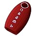 2Pcs Keyless4U 5 Buttons Silicone Key Fob Case Cover Jacket Holder Protector for Nissan Altima Maxima Armada Murano Rogue Sedan Pathfinder (Black Red)