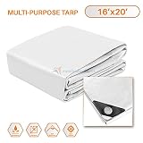 TANG Sunshades Depot 16 x 20 Feet Heavy Duty 10 Mil White Cover Tent Shelter Camping Tarpaulin Multi Purpose Waterproof Poly Tarp Cover Reinforced Rip-Stop with Grommets