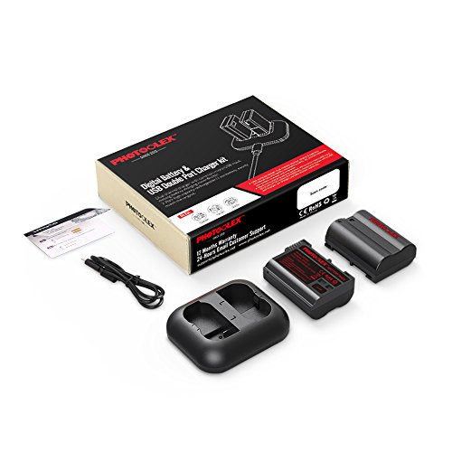 Photoolex 2 Pack 2100 mAh Power Battery and Rapid Dual USB Battery Charger for Nikon EN-EL15 and Nikon 1 V1, D7100, D750, D7000, D7200, D810, D610, D800, D600, D800e, D810a - Thumbnail 6