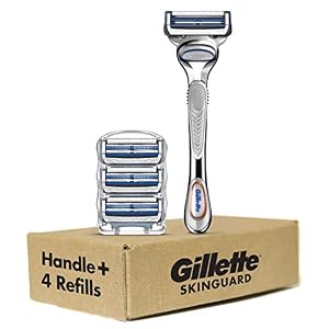 Gillette SkinGuard Men’s Razor and Razor Blades, for Sensitive Skin, Handle + 4 Blade Refills