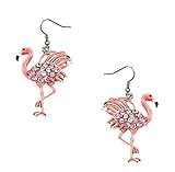 DianaL Boutique Pink Flamingo Earrings Rhinestone Crystal Enamel Gift Boxed