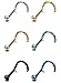 ORAZIO 18G 6PCS Stainless Steel Nose Ring Piercing Mixed Colored Body Jewelry