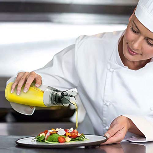Olive Oil Dispenser Automatic Flip Oil Bottle Leakproof Glass Oil and Vinegar Cruet Condiment Container for Kitchen Cooking 12 Ounce (Grey)