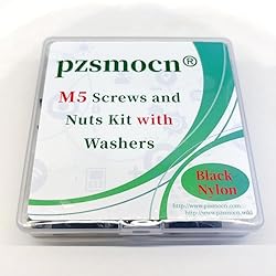 Pzsmocn 150 Pieces/50 Sets M5*20 mm Plastic Black