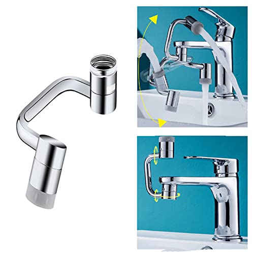 1080 Degree Rotatable Faucet Aerator,Swivel Faucet Attachment,Universal Large Angle Swivel Faucet Sink Face Wash Attachment With 2 Sprayer Modes Splash Bathroom Sink Sprayer (Silver)